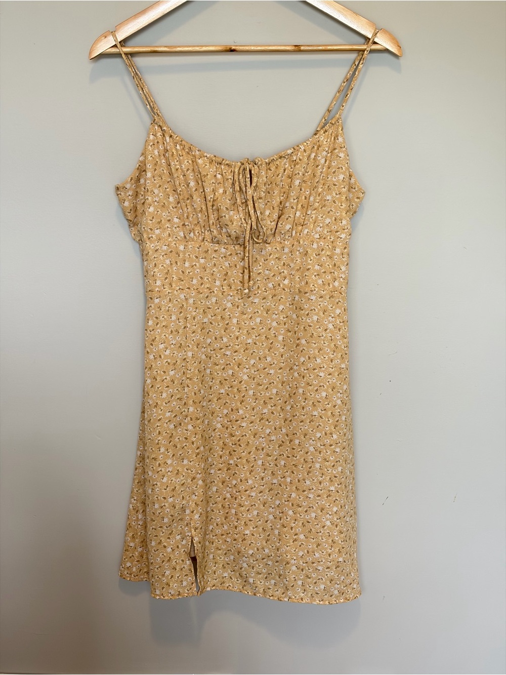 Sadie & Sage Mustard Floral Tie-Front Mini Dress